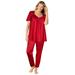 Plus Size Women's Silky 2-Piece PJ Set by Only Necessities in Classic Red (Size 2X) Pajamas