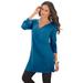 Plus Size Women's Y-Neck Ultimate Tunic by Roaman's in Peacock Teal (Size S) Long Shirt