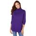 Plus Size Women's Long-Sleeve Mockneck Ultimate Tee by Roaman's in Midnight Violet (Size 2X) Mock Turtleneck Shirt