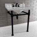 Kingston Brass Monarch Ceramic Rectangular Console Bathroom Sink w/ Overflow in White/Black | 37.75 H x 30 W x 22 D in | Wayfair KVPB30MOQ0