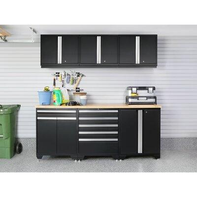 NewAge Products Pro Series Garage Storage Cabinet Set, Stainless Steel in Black | 84.75 H x 128 W x 24 D in | Wayfair 64099