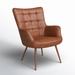 Wingback Chair - Steelside™ Aichele 28" W Tufted Faux Leather Wingback Chair Faux Leather in Brown | 38.6 H x 28 W x 31.3 D in | Wayfair