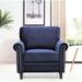 Chesterfield Chair - Mercer41 Lyme 35" Wide Tufted Velvet Chesterfield Chair Wood/Velvet in Blue | 33.5 H x 35 W x 31 D in | Wayfair