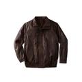 Men's Big & Tall Leather Bomber Jacket by KingSize in Brown (Size 3XL)