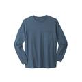 Men's Big & Tall Shrink-Less™ Lightweight Long-Sleeve Crewneck Pocket T-Shirt by KingSize in Heather Slate Blue (Size 2XL)