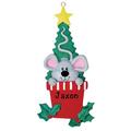 The Holiday Aisle® Christmas Mouse Hanging Figurine Ornament Plastic in Gray/Green/Red | 5.25 H x 2.5 W x 0.5 D in | Wayfair