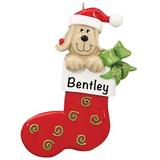 The Holiday Aisle® Dog in Stocking Hanging Figurine Ornament Plastic in Brown/Red | 4.5 H x 3.25 W x 0.5 D in | Wayfair