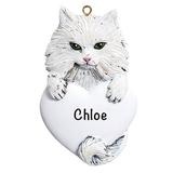 The Holiday Aisle® Persian Cat Personalized Hanging Figurine Ornament Plastic in Black/White | 3.75 H x 2.25 W x 0.5 D in | Wayfair