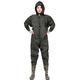 Kaiyei Mens Womens Outdoor Wading Chest Waders, Onesie Hooded Footed Overalls 100% Waterproof Breathable Non-Slip Sole Hunting Cultivation Fishing Costume Button Type 5.5 (38)