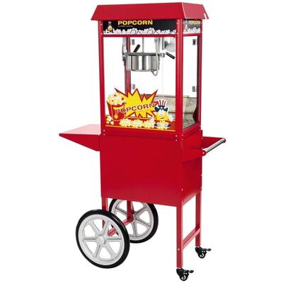 Popcornmaschine Popcornmaker Popcornautomat 1600W 5Kg h Rot Mit Wagen Retro