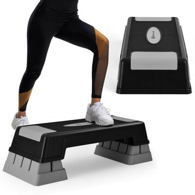 Costway Aerobic Exercise Stepper Trainer with Adjustable Height 5 Inch- 7 Inch- 9 Inch-Gray