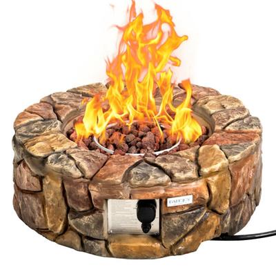 Costway 28 Inch Propane Gas Fire Pit Outdoor 40,000 BTU Stone-Brown