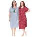 Plus Size Women's 2-Pack Long Sleepshirts by Dreams & Co. in Classic Red Cat (Size 1X/2X) Nightgown