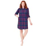 Plus Size Women's Sleepshirt in plaid flannel with button front by Dreams & Co. in Evening Blue Plaid (Size 4X)