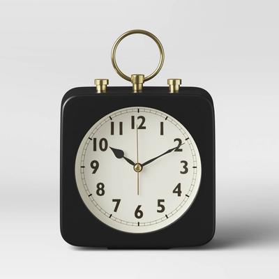 "5" Square Alarm Clock Black - Threshold"