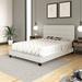 Ebern Designs Ravenna Linen Tri-Panel Channel Headboard Platform Bed Frame Upholstered/Linen in White | 46 H x 62 W x 83.75 D in | Wayfair