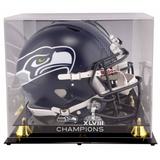 Seattle Seahawks Super Bowl XLVIII Champions Golden Classic Helmet Logo Display Case