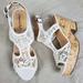 American Eagle Outfitters Shoes | American Eagle Outfitters Cream Sheer Lace Cork Heel Sandals Size 10 | Color: Cream/Tan | Size: 10