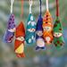 The Holiday Aisle® 6 Piece Handmade Hanging Figurine Ornament Set Fabric in Blue/Green/Orange | 4 H x 1 W x 1 D in | Wayfair 216831