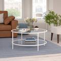 Sivil White Coffee Table with Glass Shelf - Hudson & Canal CT0201