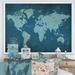 East Urban Home Slate World Map II - Graphic Art Print on Canvas Canvas, Wood in White | 24 H x 36 W x 1 D in | Wayfair