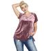 Plus Size Women's Crushed Velour Tee by ellos in Dusty Pink (Size 22/24)