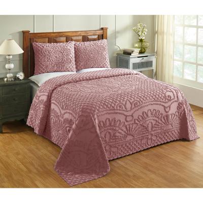 Trevor Collection Tufted Chenille Bedspread Set by Better Trends in Pink (Size QUEEN)