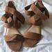 Nine West Shoes | Nine West Velvet, Wrap Around Sandal Sz 9 1/2 | Color: Tan | Size: 9.5