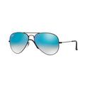 Ray-Ban Aviator Large Metal RB3025 Sunglasses Shiny Black Frame Mirror Gradient Blue Lenses RB3025 002/4O-55