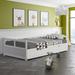 Viv + Rae™ Haag Modern Wood Extendable Twin to King Size Daybed w/ 2 Drawers, White Wood in Brown/Green/White | 23.2 H x 41.8 W x 78.2 D in | Wayfair