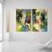 Orren Ellis Linen & Blues I & II - Unframed Painting Print Set on Glass in Green | 48 H x 64 W x 0.2 D in | Wayfair
