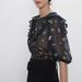 Zara Tops | New Zara Embroidered Blouse | Color: Black | Size: M