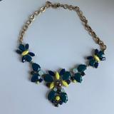J. Crew Jewelry | J. Crew Crystal Floral Statement Necklace Teal | Color: Gold/Green | Size: Os