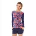 Lilly Pulitzer Tops | Lilly Pulitzer Bailey Tee For The Halibut | Color: Blue/Red | Size: Xs