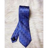 Michael Kors Accessories | Michael Kors Men Necktie Blue Square Pattern | Color: Blue/Gray | Size: Os