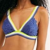Free People Intimates & Sleepwear | Free People Blue Colorblock Lace Mika Bralette | Color: Blue/White | Size: S