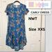 Lularoe Dresses | Lularoe Blue Floral Carly Dress Nwt Size Xxs | Color: Blue/Pink | Size: Xxs