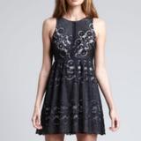 Free People Dresses | Free People Rocco Open Back Lace Mini Dress, Sz 4 | Color: Black/Cream | Size: 4