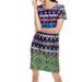 J. Crew Dresses | J Crew Silk Multi Color Aztec Sheath Dress 0 Xs | Color: Blue/Green | Size: 0