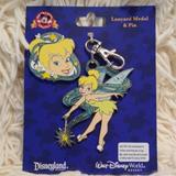 Disney Accessories | Disney Parks Tinkerbell Pin & Lanyard Metal | Color: Green/Yellow | Size: Os