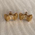 Kate Spade Jewelry | Kate Spade Gold With Crystal Bow Earrings | Color: Gold | Size: Os