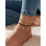 Urban Outfitters Jewelry | 4 Pcs Star Charm Anklet | Color: Gold | Size: Os