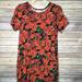 Lularoe Dresses | Lularoe (1.0) Medium Carly Floral Print - Bnwt | Color: Black/Red | Size: M