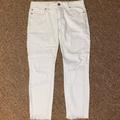 Free People Jeans | Free People White Distressed Cropped Jeans | Color: White | Size: 28