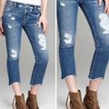 Free People Jeans | Free People Distressed Cropped Jeans 28 | Color: Blue | Size: 28