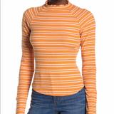 Free People Tops | Free People Striped Cutout Top | Color: Orange/White | Size: S