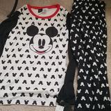 Disney Intimates & Sleepwear | Disney Mickey Mouse Pajama Set | Color: Black/White | Size: M