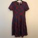 Lularoe Dresses | Lularoe Amelia Rose Print Jacquard Dress W/Pockets | Color: Purple/Red | Size: L