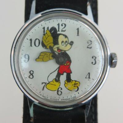 Disney Jewelry | Disney 1968 Ingersoll Us Time Mickey Mouse Watch | Color: Black/Red | Size: Os