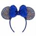 Disney Accessories | Disney Parks 2020 Sequined Bow Minnie Ear Headband | Color: Blue | Size: Os